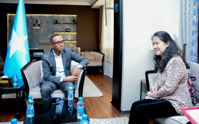 THE COMMISSIONER OF THE SOMALI DISASTER MANAGEMENT AGENCY WELCOMED THE NEWLY APPOINTED AMBASSADOR OF THAILAND TO HIS OFFICE FOR A PRODUCTIVE DIALOGUE.