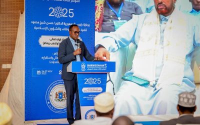 Guddoomiyaha Hay’adda Maareynta Musiibooyinka Qaranka (SoDMA), Maxamuud Macallin Cabdulle, oo Maanta ka qeybgalay shirweynaha culimada Soomaaliyeed.